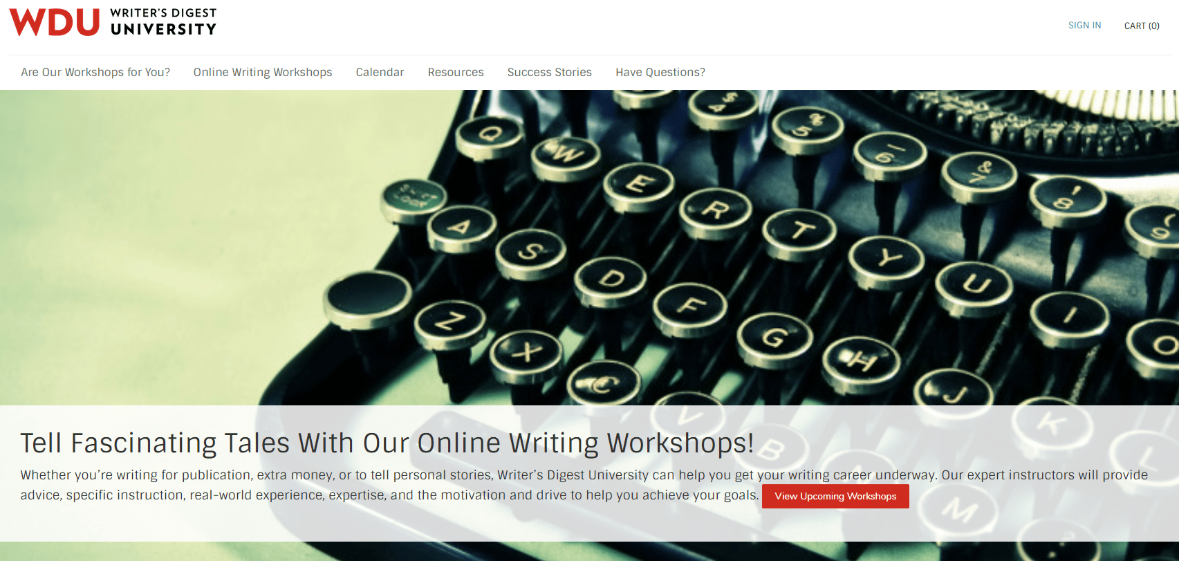 Writers Digest University Home Page screenshot
